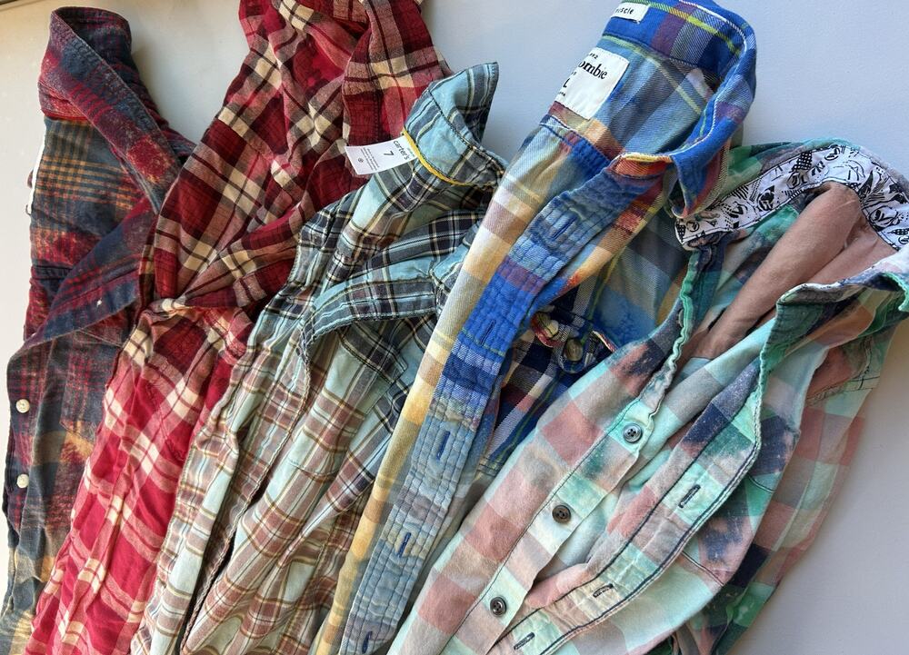 Lot of 5 Bleached Flannel Shirts - Mossimo Abercrombie Carter's Shaun White